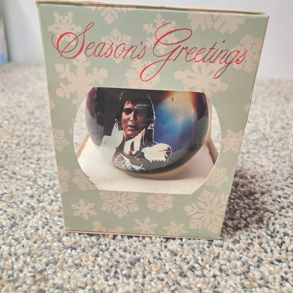 Vintage 1987 Elvis Presley Signatures of Christmas Ball Ornament in Box USA
